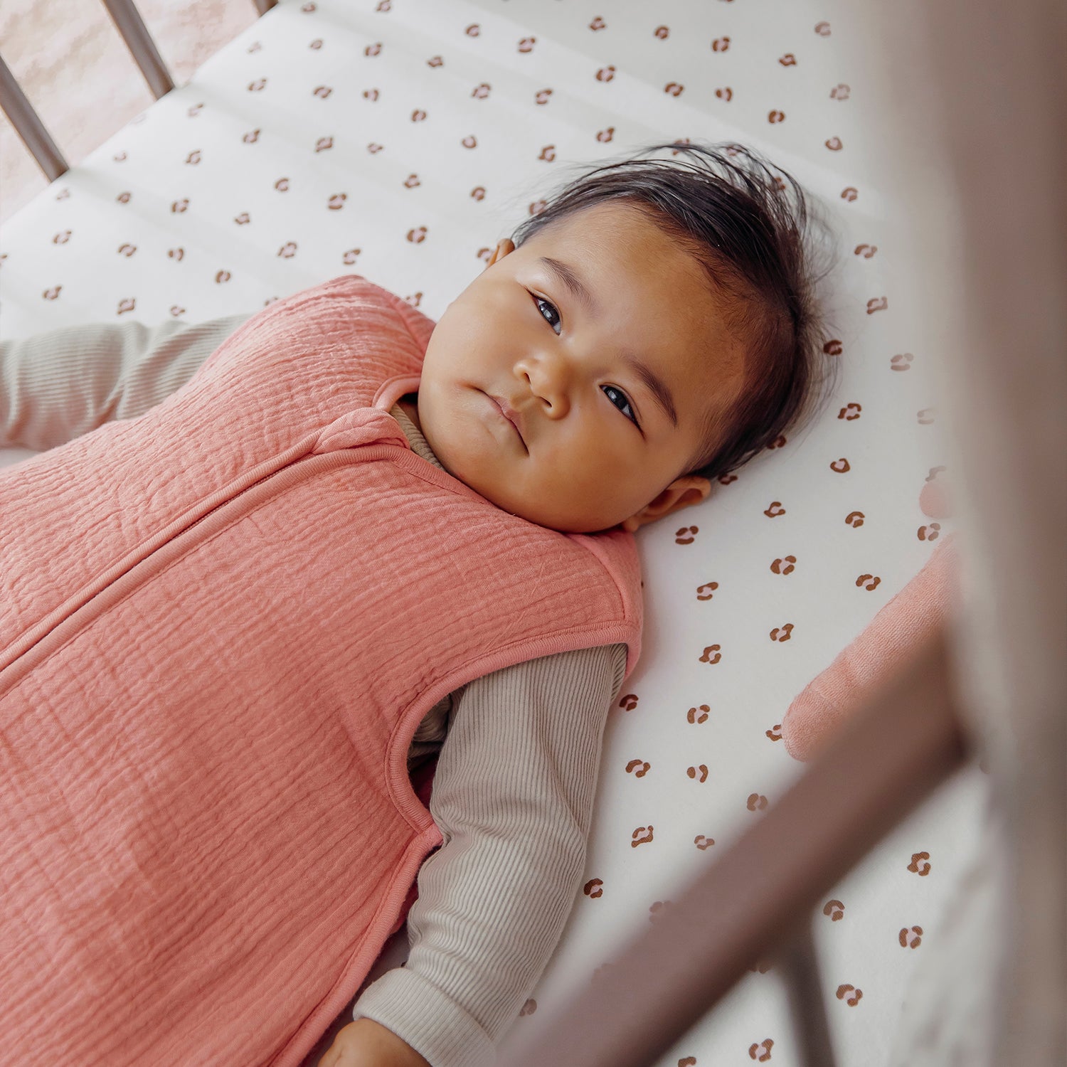 Hoeslaken co-sleeper (50x90 cm) - Mini Panther Soft Pink