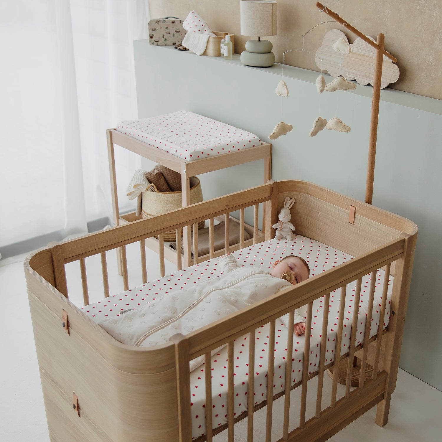 Hoeslaken ledikant (60x120 cm) - Sweet Heart Red