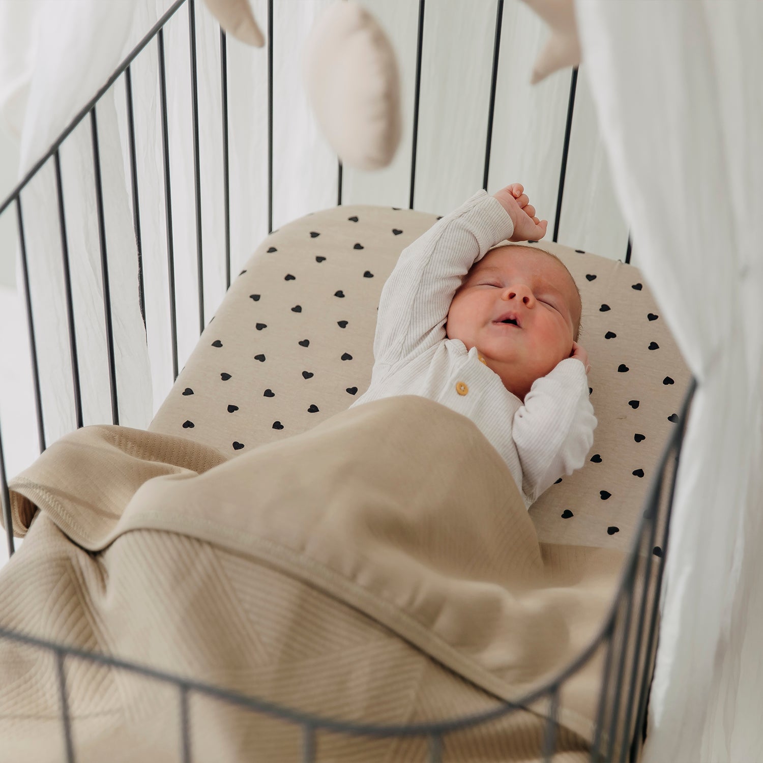 Hoeslaken co-sleeper (50x90 cm) - Sweet Heart Soft Sand