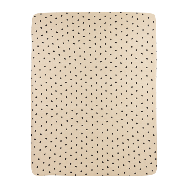 Boxmatras hoeslaken (75x95cm) - Sweet Hearts Black