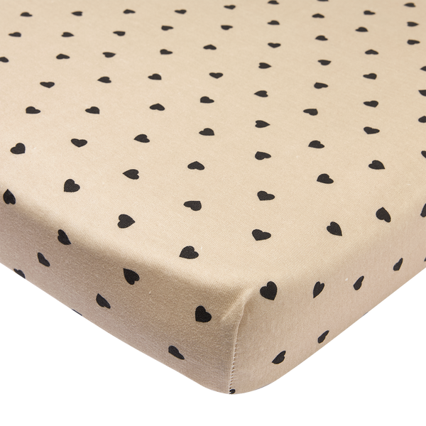 Boxmatras hoeslaken (75x95cm) - Sweet Hearts Black