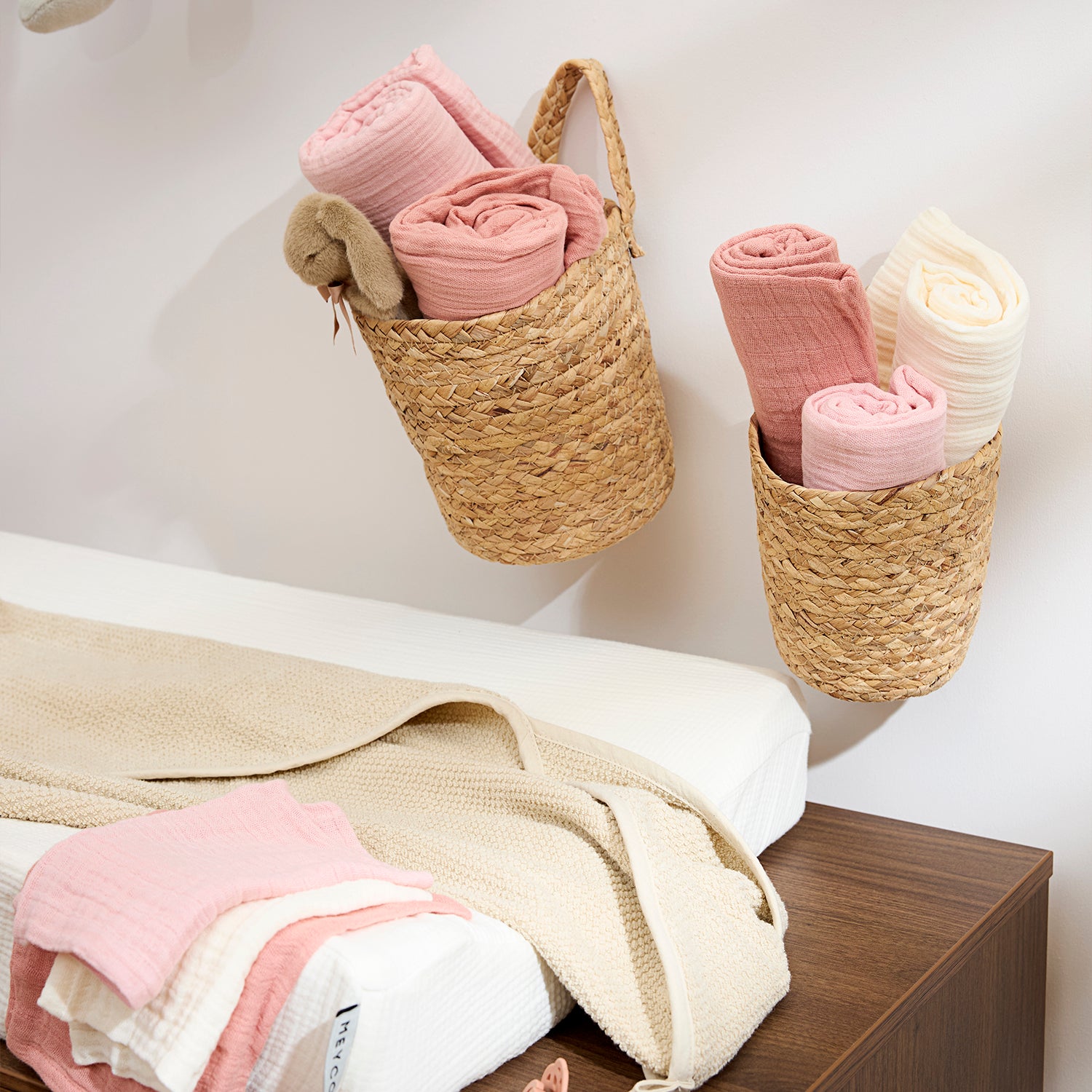 2-pack doeken 120x120cm pre-washed - Soft Rose/Rose