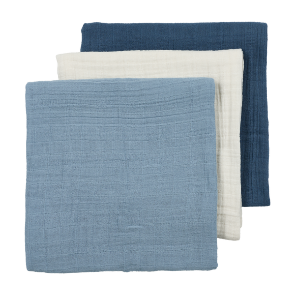 Hydrofiele monddoekjes 3-pack - Natural/Jeans Blue/Indigo