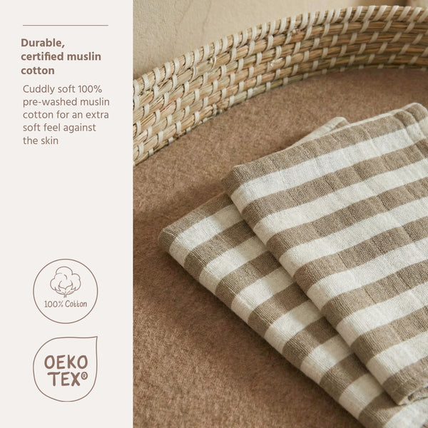 Swaddle 120x120cm 2-pack - Fat Stripe Taupe