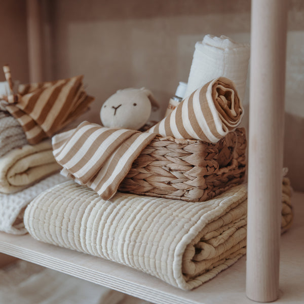 Swaddle 120x120cm 2-pack - Fat Stripe Taupe