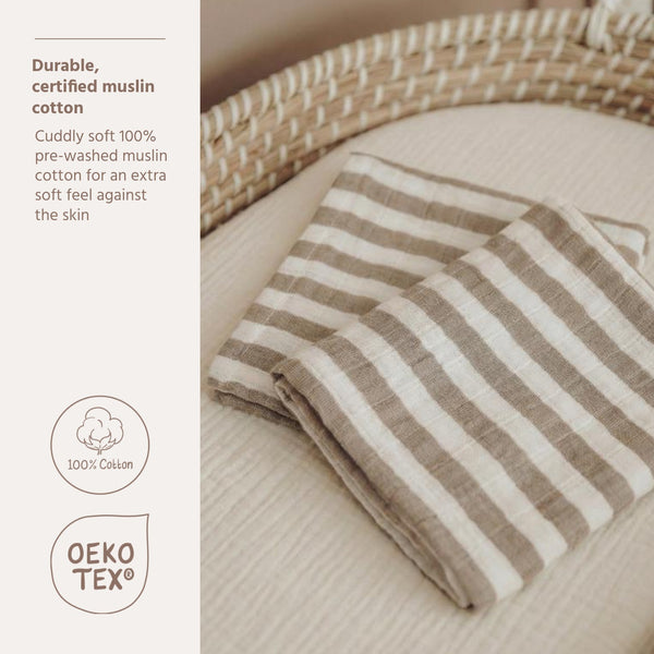 Swaddle 120x120cm 2-pack - Fat Stripe Taupe