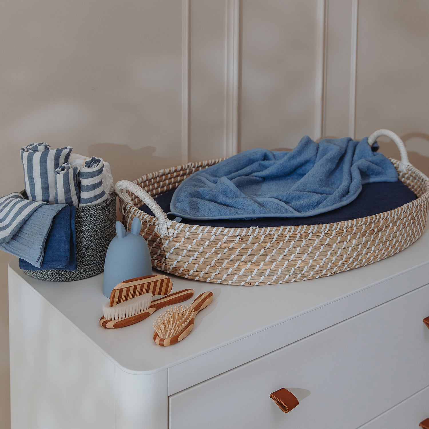 Hydrofiele doeken 2-pack - 70x70 cm - Fat Stripe Jeans Blue
