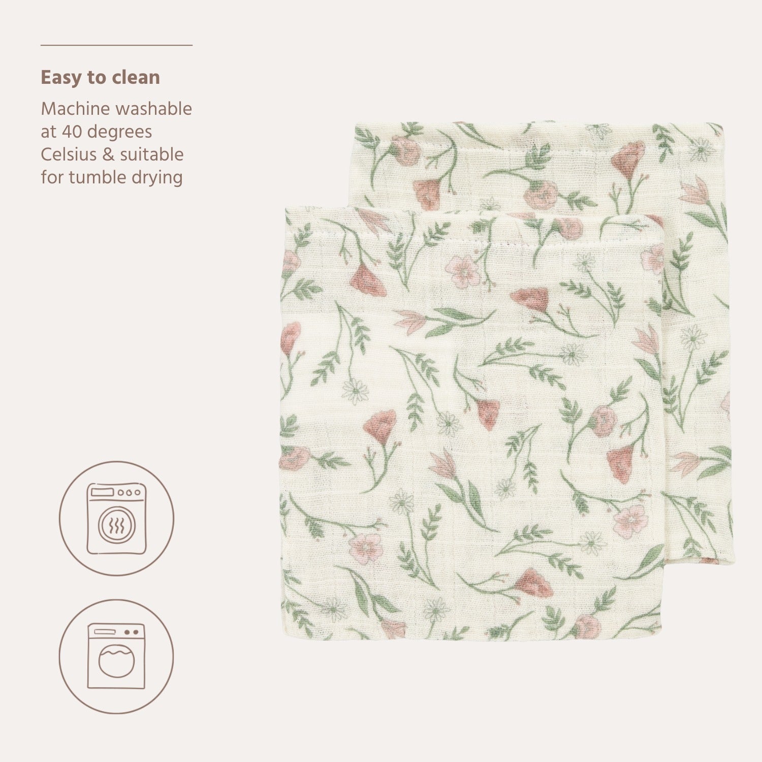 Hydrofiele doeken 2-pack - 70x70 cm - Flower Multicolour