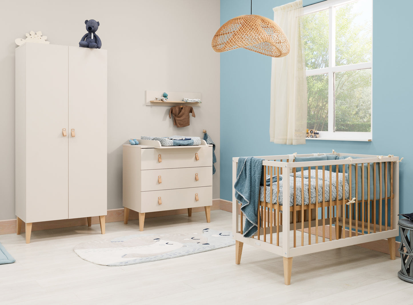 Bopita 3-delige babykamer Amira (bed incl matras, commode en kast)