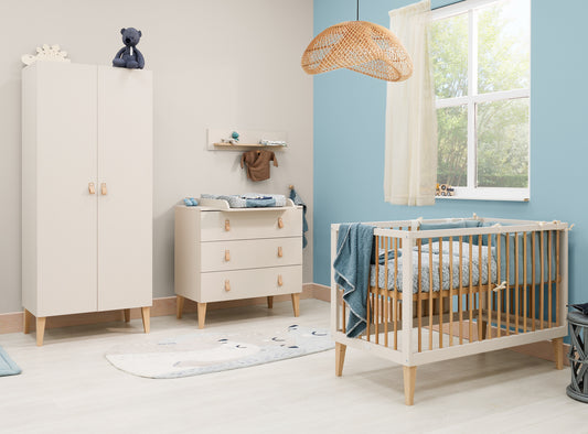 Bopita 3-piece baby room Cloë (bed incl mattress, chest of drawers and cupboard)