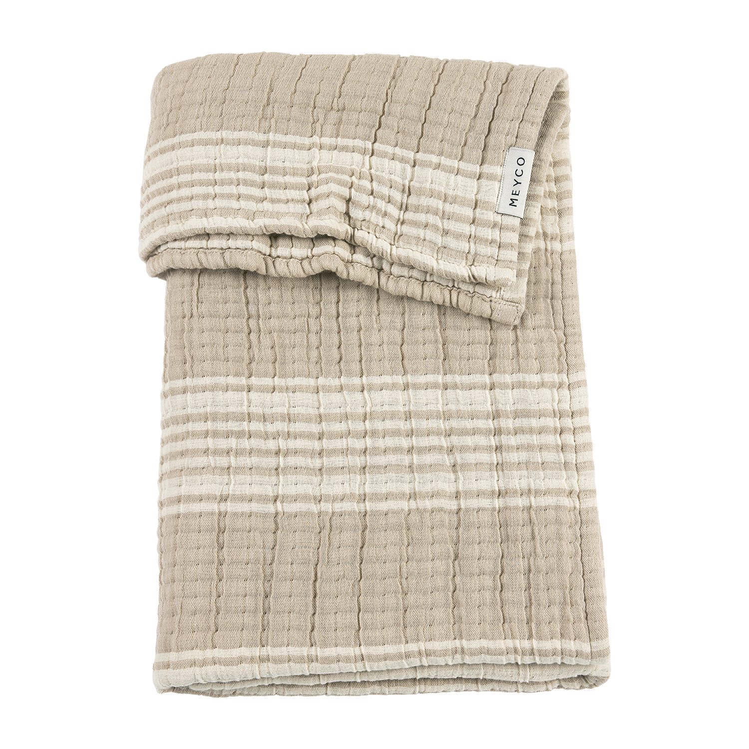 Wiegdeken pre-washed hydrofiel jacquard (75x100cm) - Stripe Sand