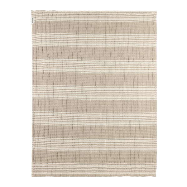 Wiegdeken pre-washed hydrofiel jacquard (75x100cm) - Stripe Sand