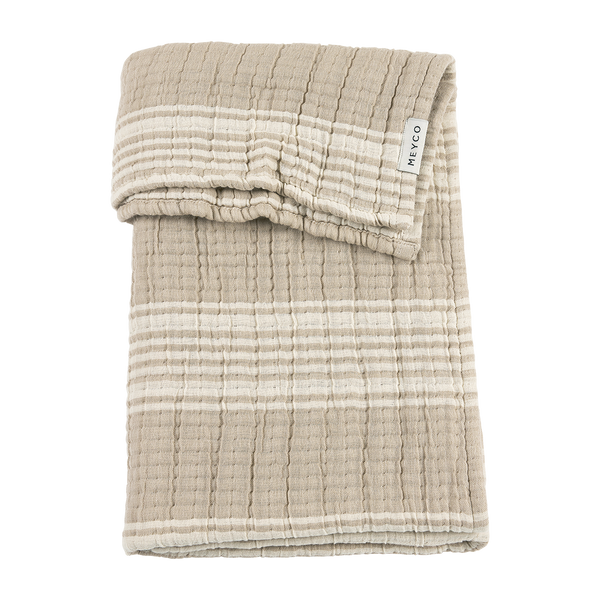 Wiegdeken pre-washed hydrofiel jacquard (75x100cm) - Stripe Sand