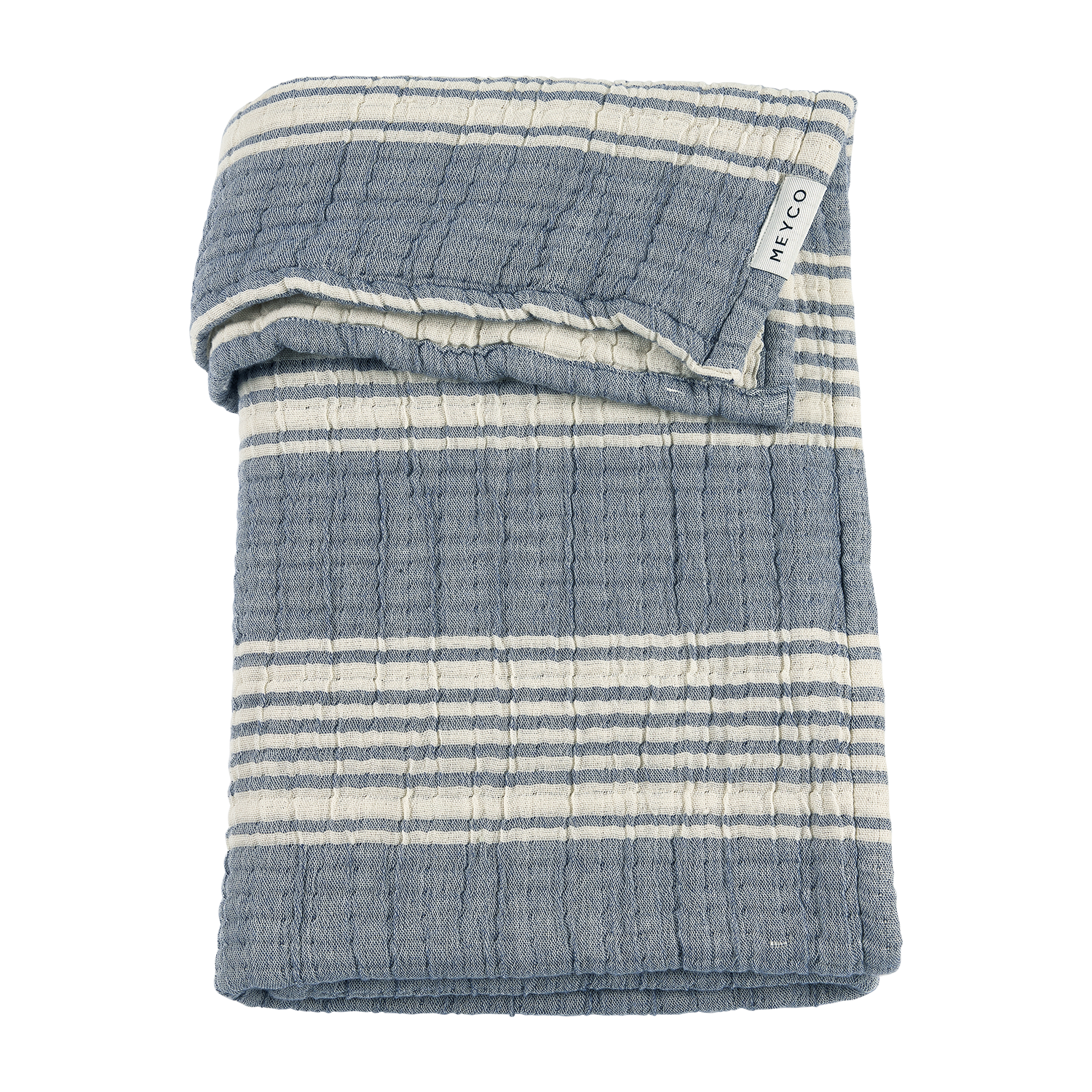 Wiegdeken pre-washed hydrofiel jacquard (75x100cm) - Stripe Indigo