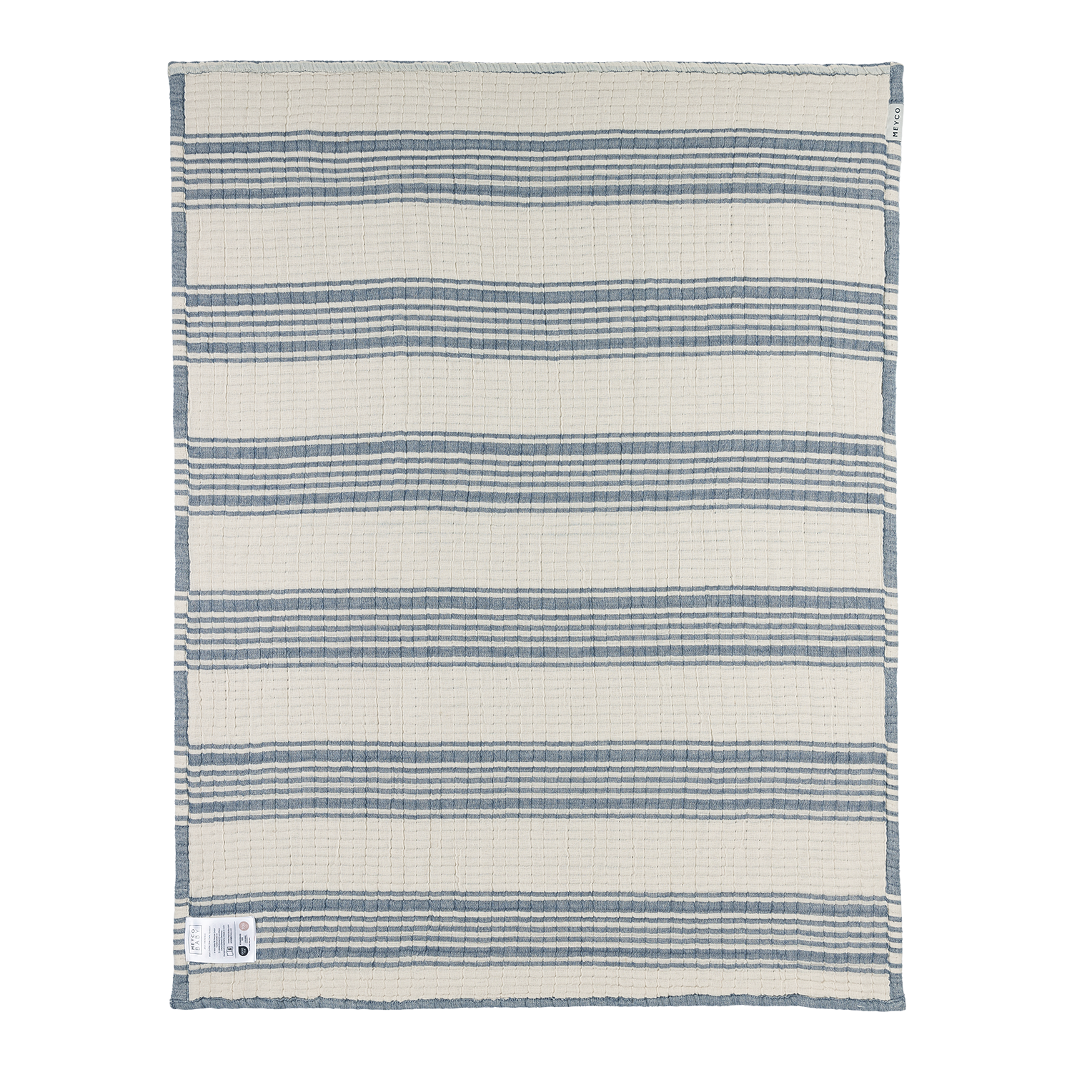 Wiegdeken pre-washed hydrofiel jacquard (75x100cm) - Stripe Indigo