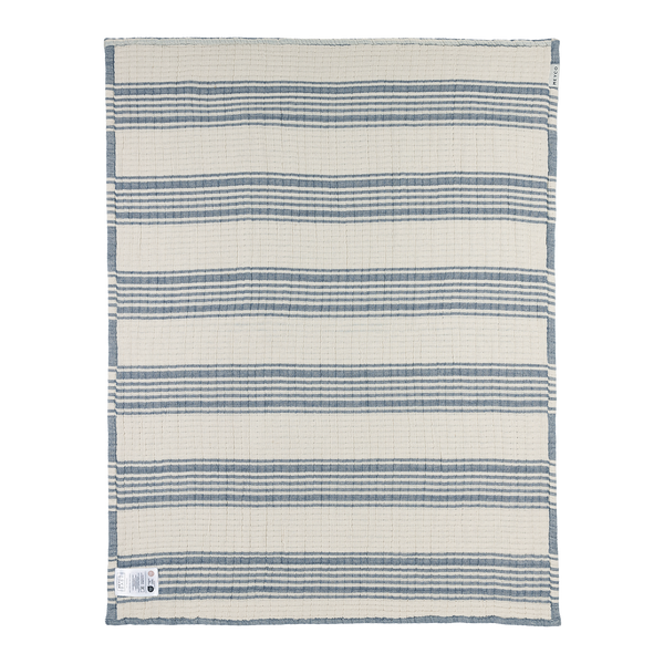 Wiegdeken pre-washed hydrofiel jacquard (75x100cm) - Stripe Indigo