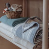 Wiegdeken pre-washed hydrofiel jacquard (75x100cm) - Stripe Indigo