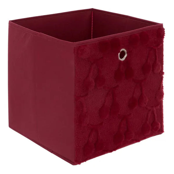 Pink storage box with pompoms
