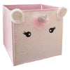 Pink storage box with pompoms