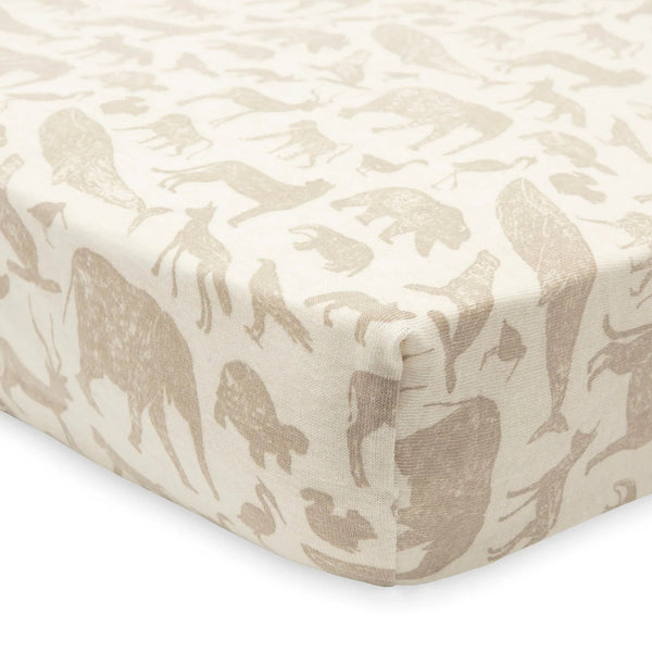 Fitted sheet crib/co-sleeper (40/50 x 80/90 cm) - Animals Nougat