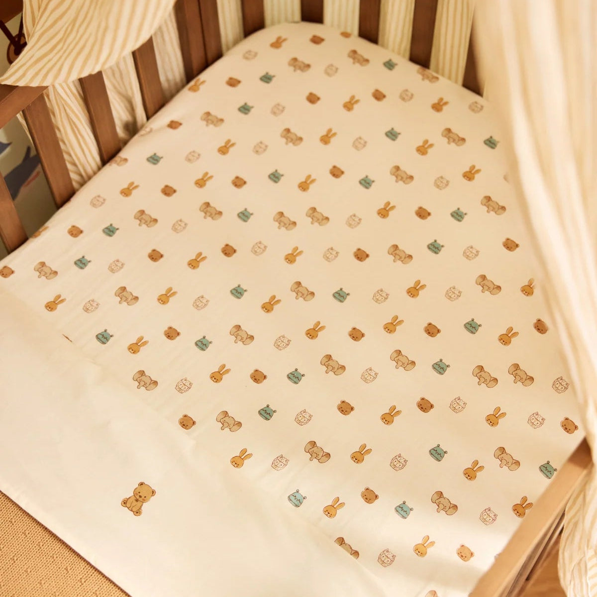 Crib sheet piping for baby bed (100x150 cm) - Forest Green