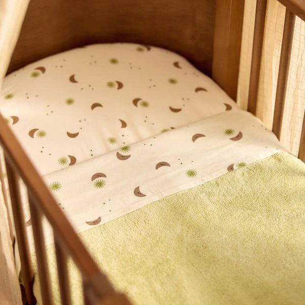 Wiegdeken 75x100 cm Reversible Basic Sherpa/Jersey - Soft Matcha