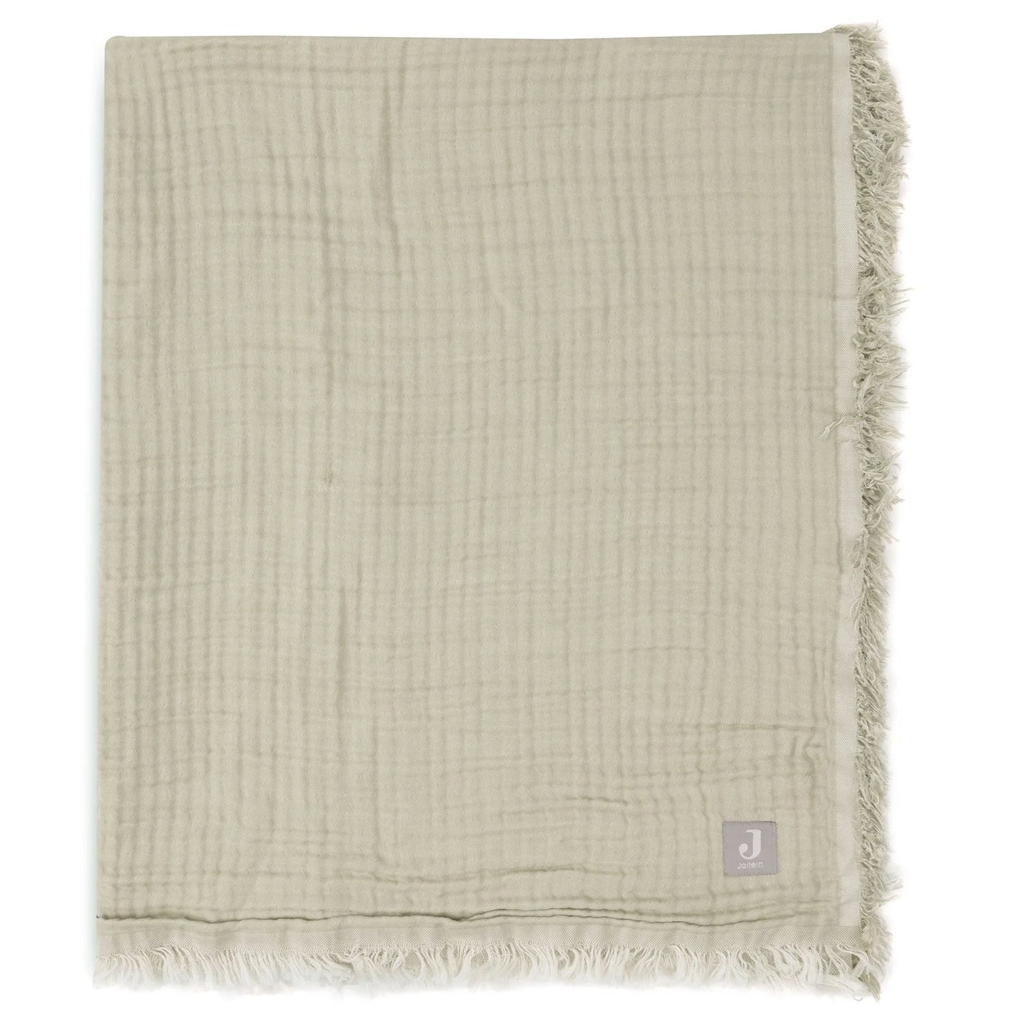 Wiegdeken Fringe (75x100 cm) - Olive Green/Ivory