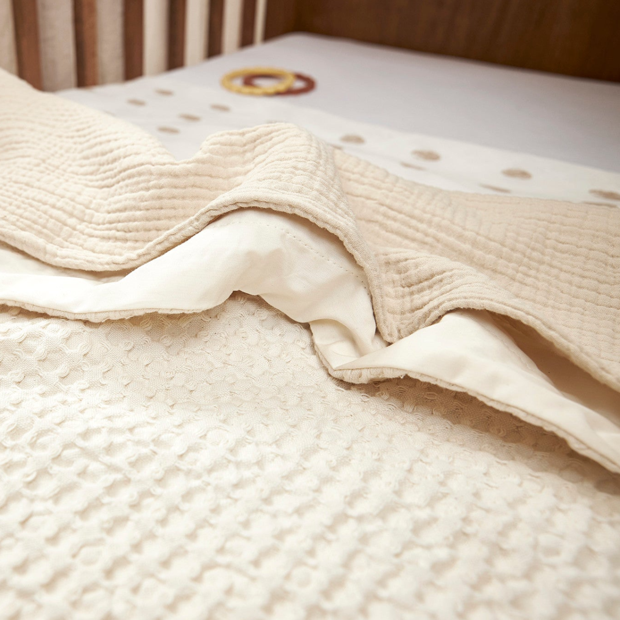 Crib blanket Waffle Cotton (100x150 cm) - Nature