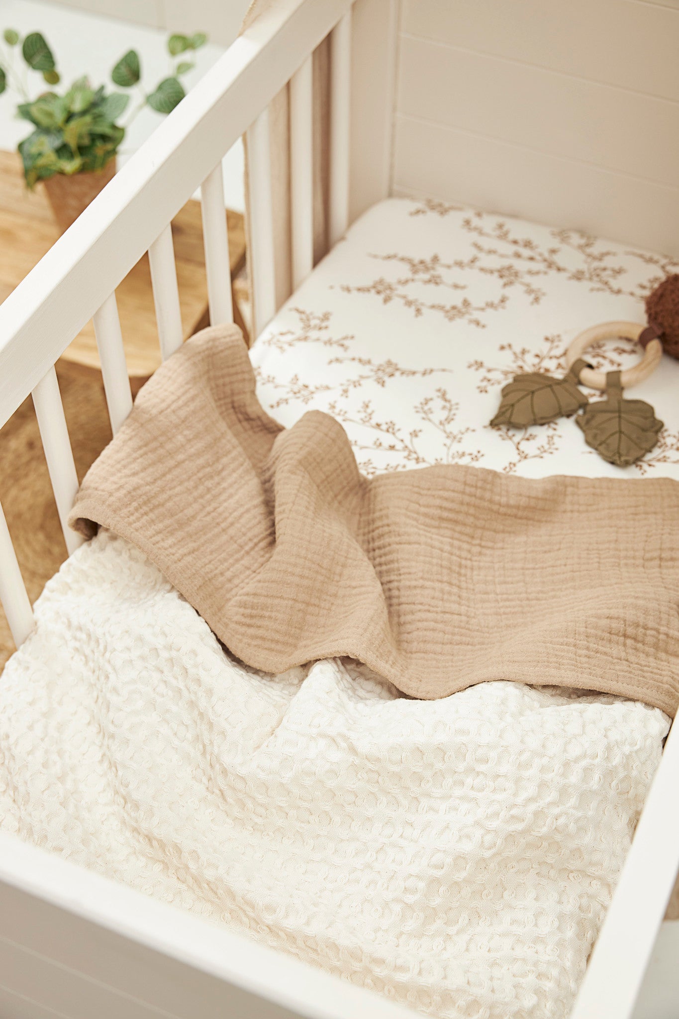 Crib blanket Waffle Cotton (100x150 cm) - Nature