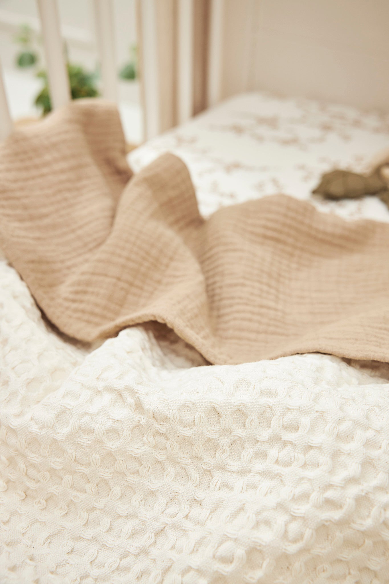 Crib blanket Waffle Cotton (100x150 cm) - Nature