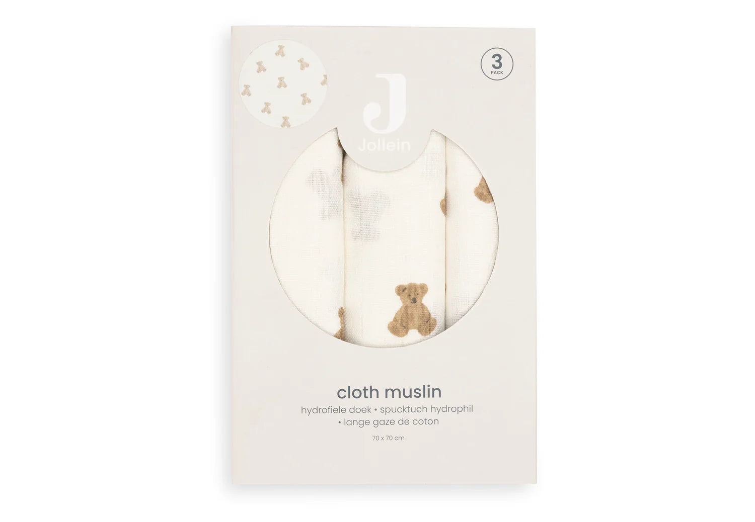 Hydrofiele doeken 3-pack 70x70 cm - Mini Teddy Bear