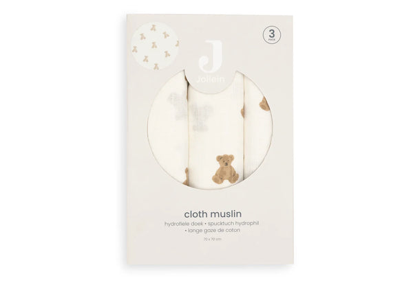 Hydrofiele doeken 3-pack 70x70 cm - Mini Teddy Bear
