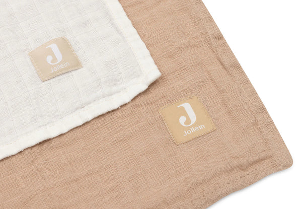 Swaddle 115x115 cm 2-pack - Biscuit/Ivory