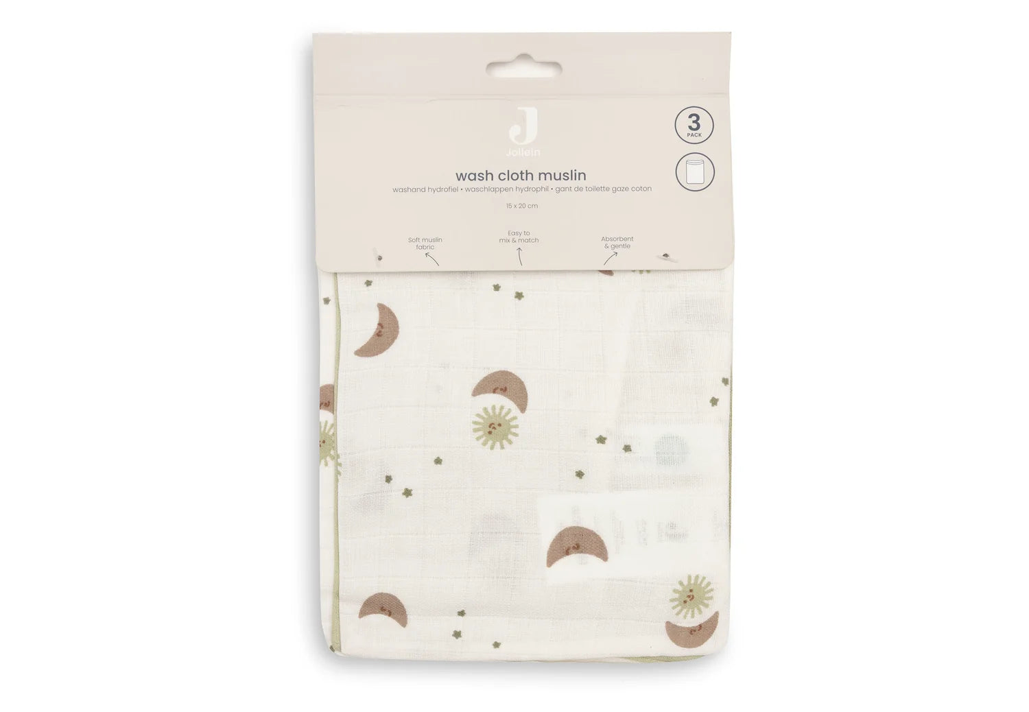 Hydrofiele washandjes 3-pack - Over the Moon