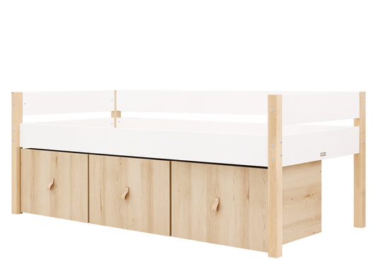 Bopita Lucas compact bed with 3 storage bins - White/natural