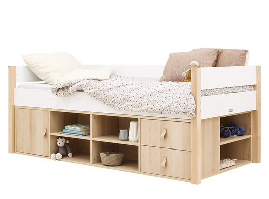 Bopita Lucas compact bed 90x200 incl. storage module - White/natural