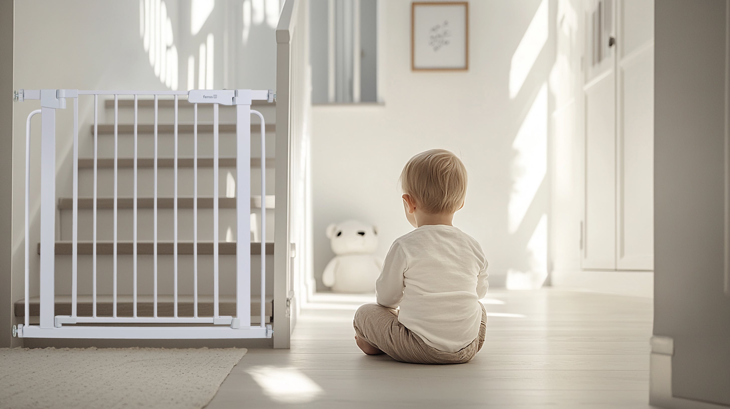 Stair gate white (without drilling) - steel