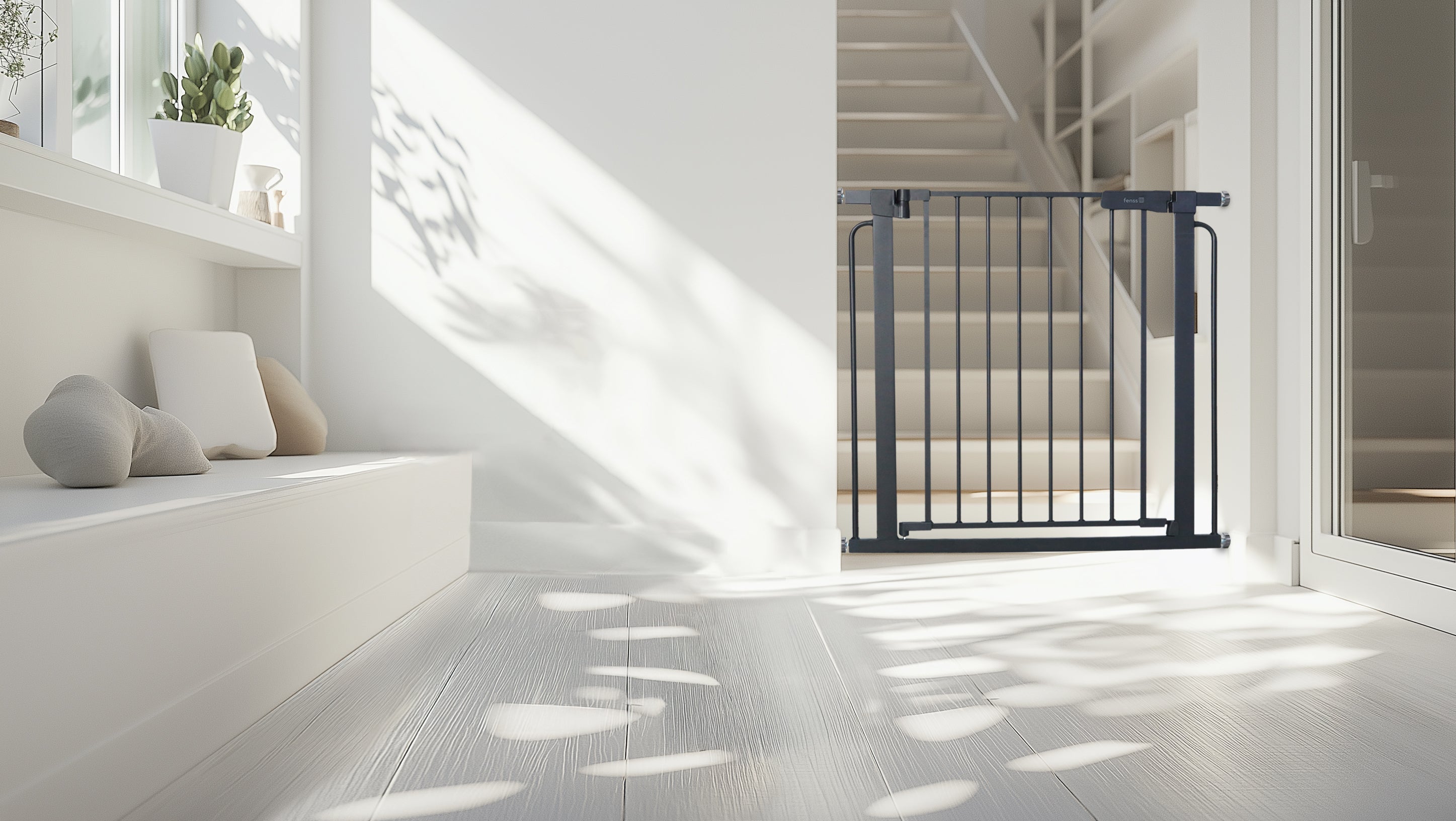 Stair gate white (without drilling) - steel