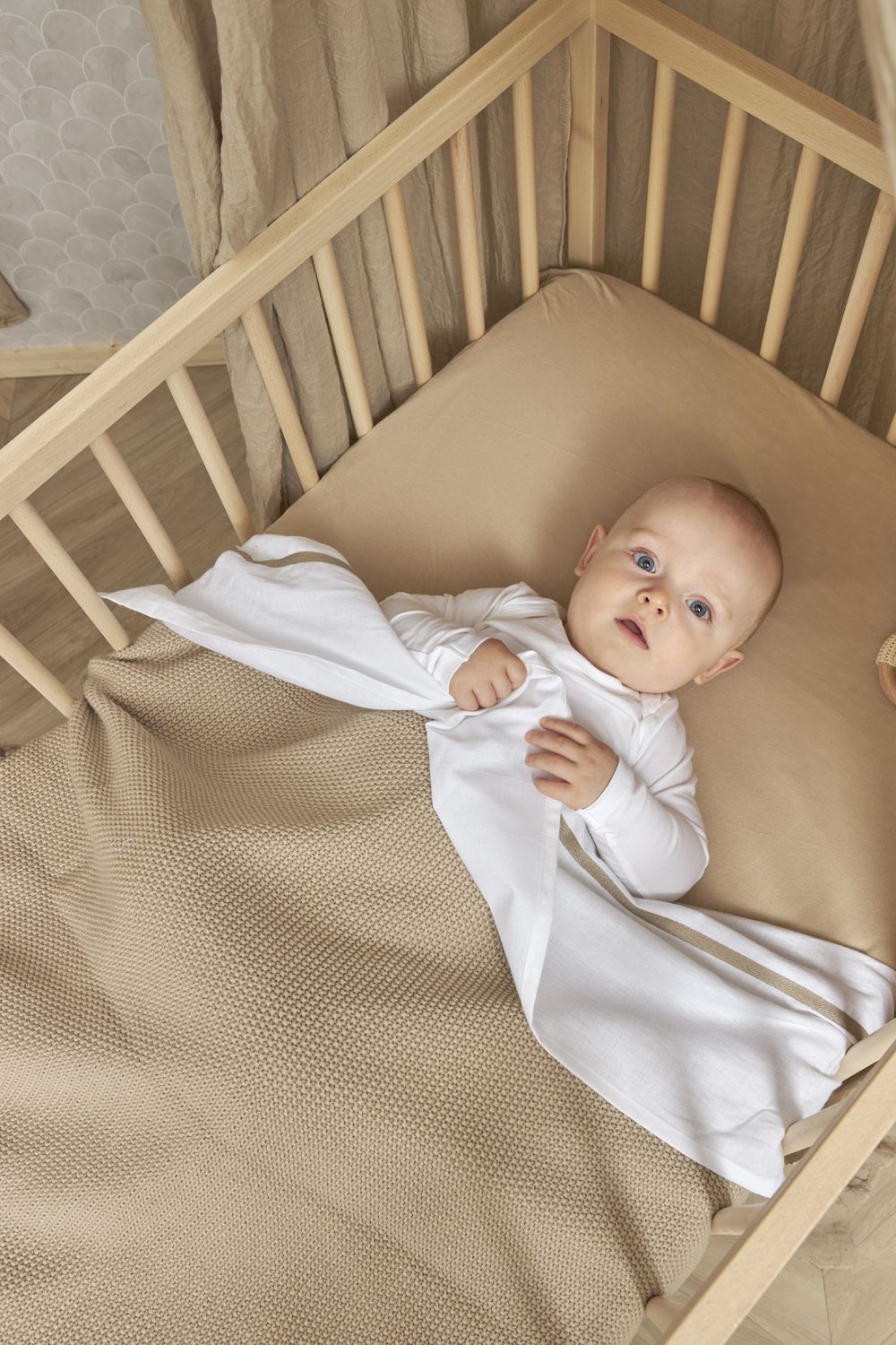 Ledikantlaken Bies Babybed (100x150 cm) - Sand