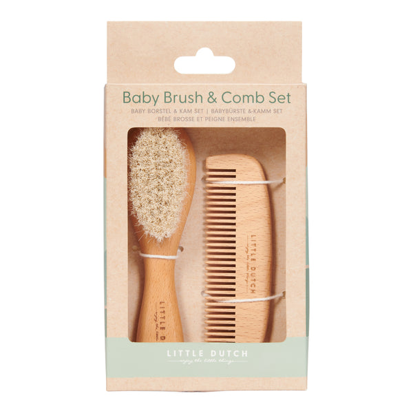 Wooden comb and brush set