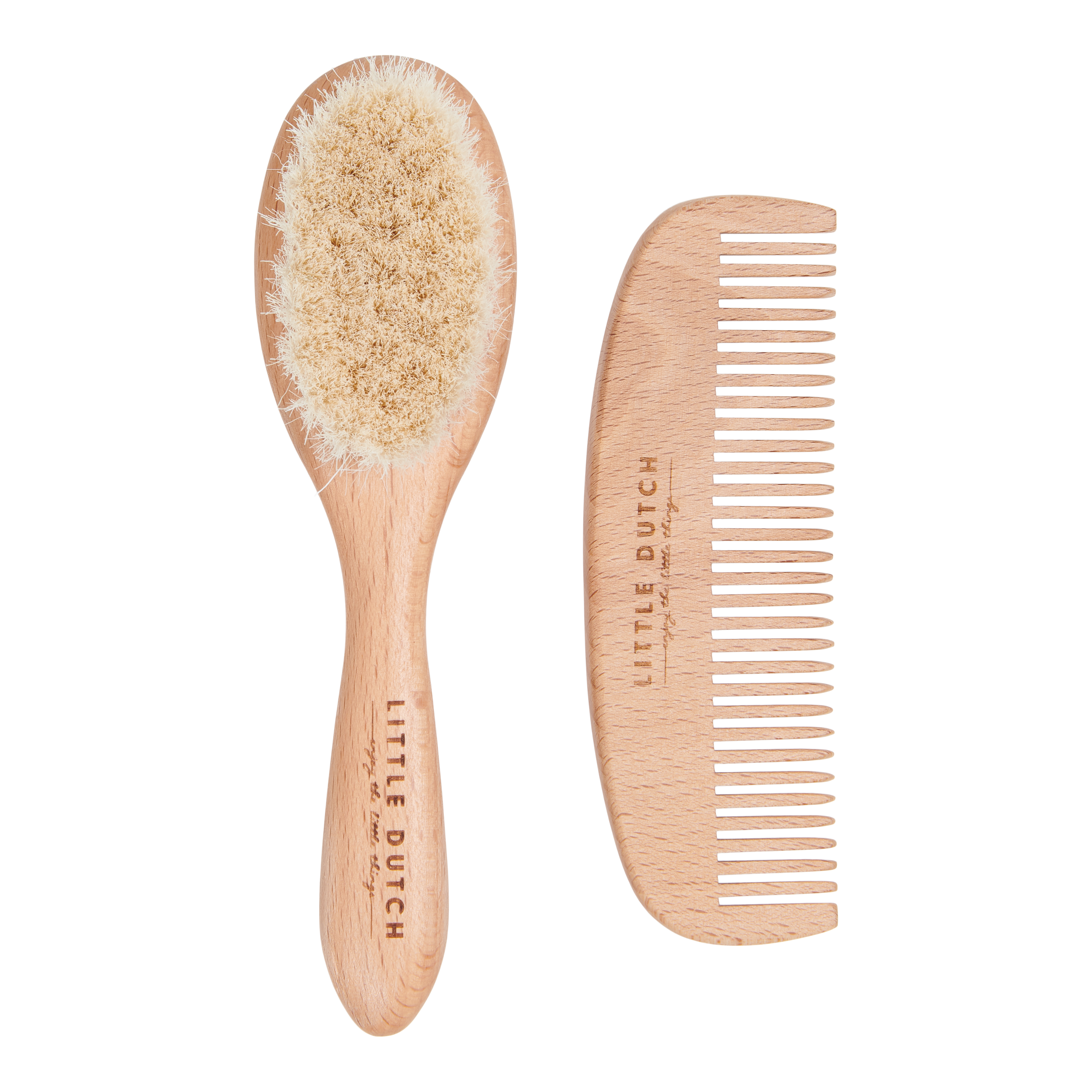 Wooden comb and brush set