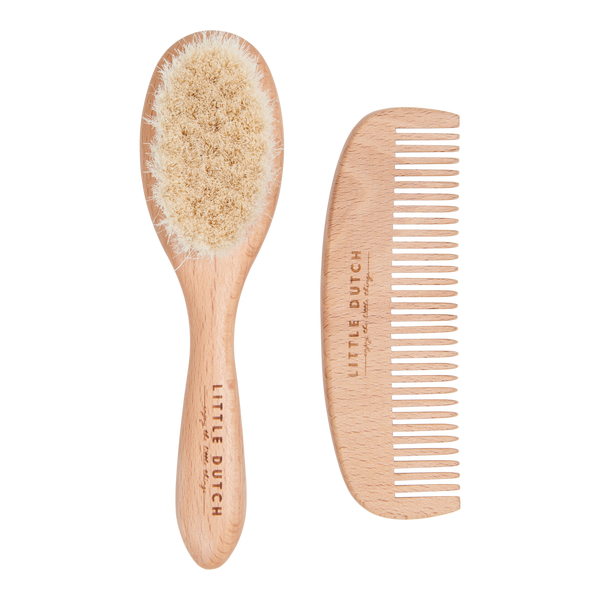 Wooden comb and brush set