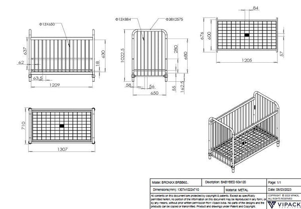 Bronxx bed 60x120 - div kleuren