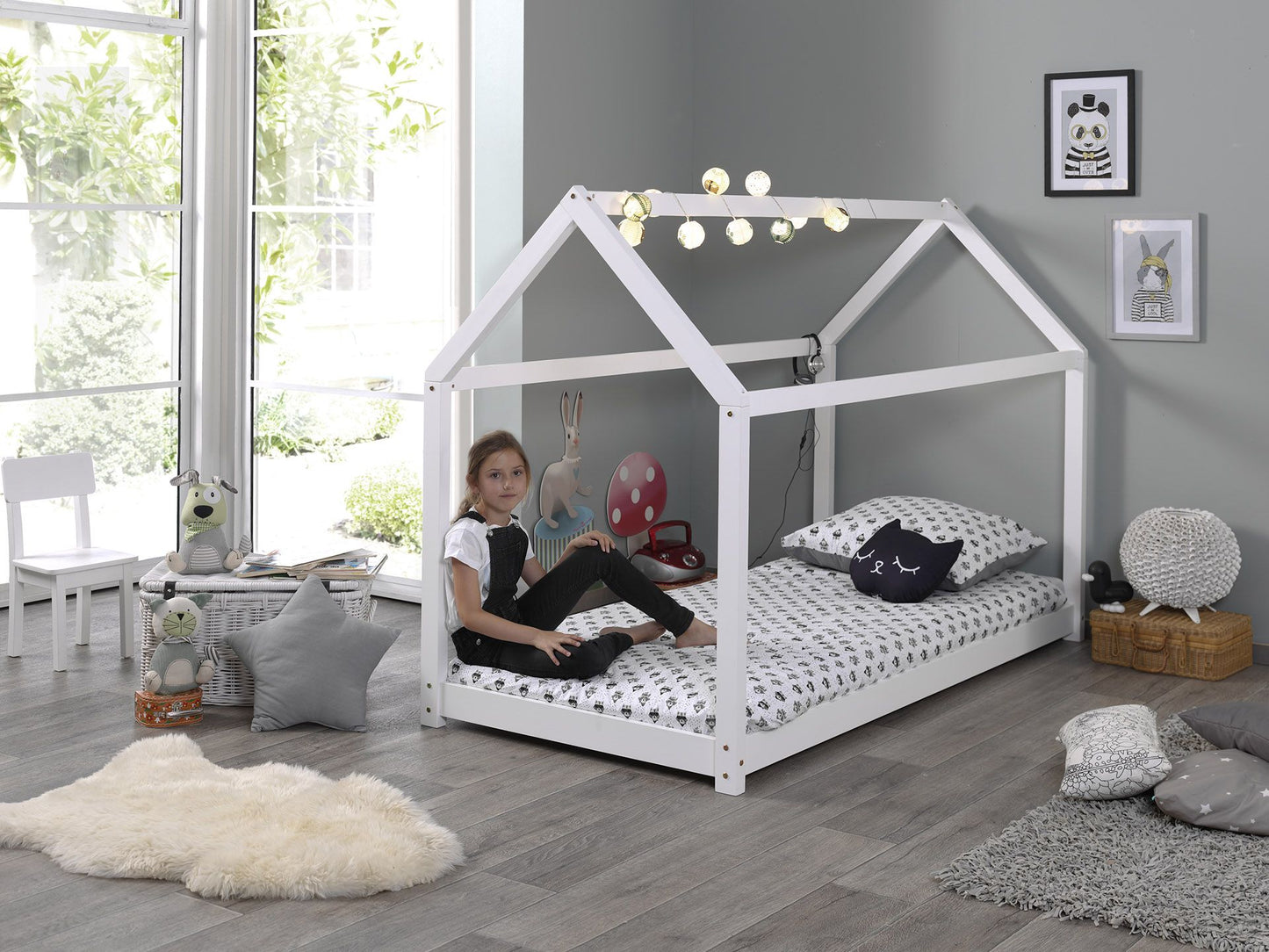 Vipack house bed Cabane - White or Natural