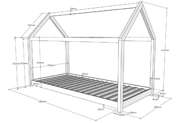 Huisbed Cabane - Wit of Naturel