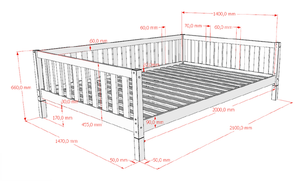 Dallas kajuitbed (140x200) - Natuur (ombouwbaar)