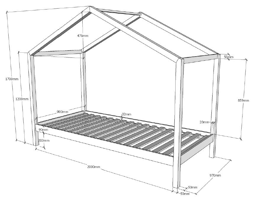 Dallas house bed with or without drawer 90x200