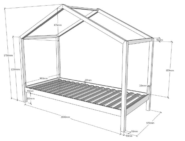 Dallas house bed with or without drawer 90x200