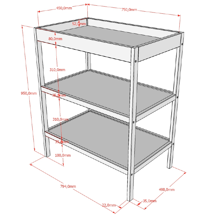 Bopita 2-part Baby room Indy (bed incl mattress and changing table)