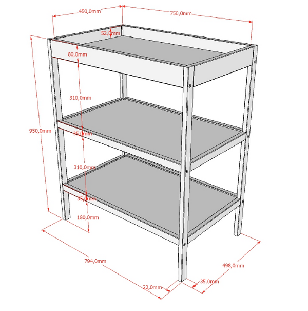 Bopita 2-part Baby room Indy (bed incl mattress and changing table)